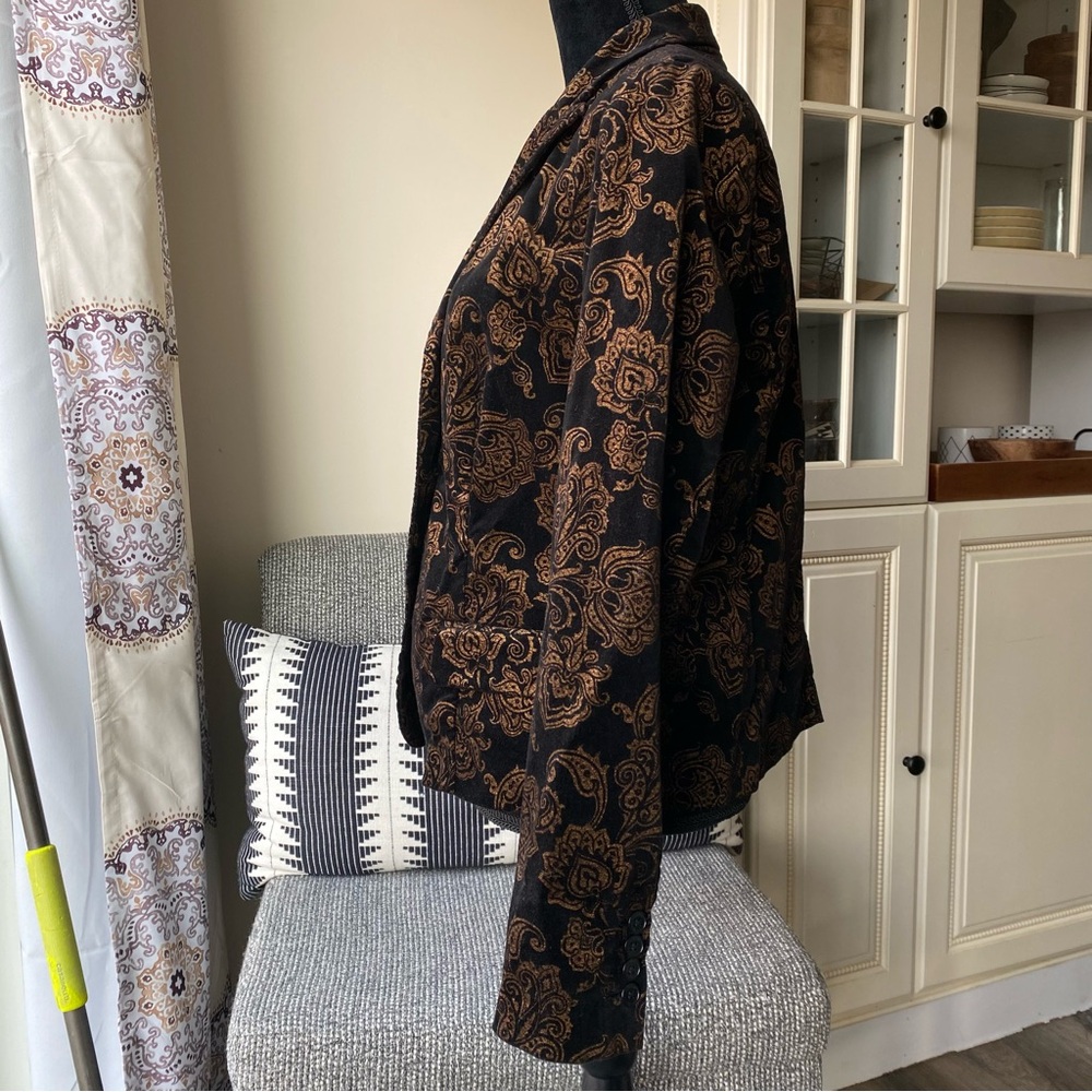 LAUREN Ralph Lauren Black Velvet Gold Brocade Blazer - Picture 7 of 15